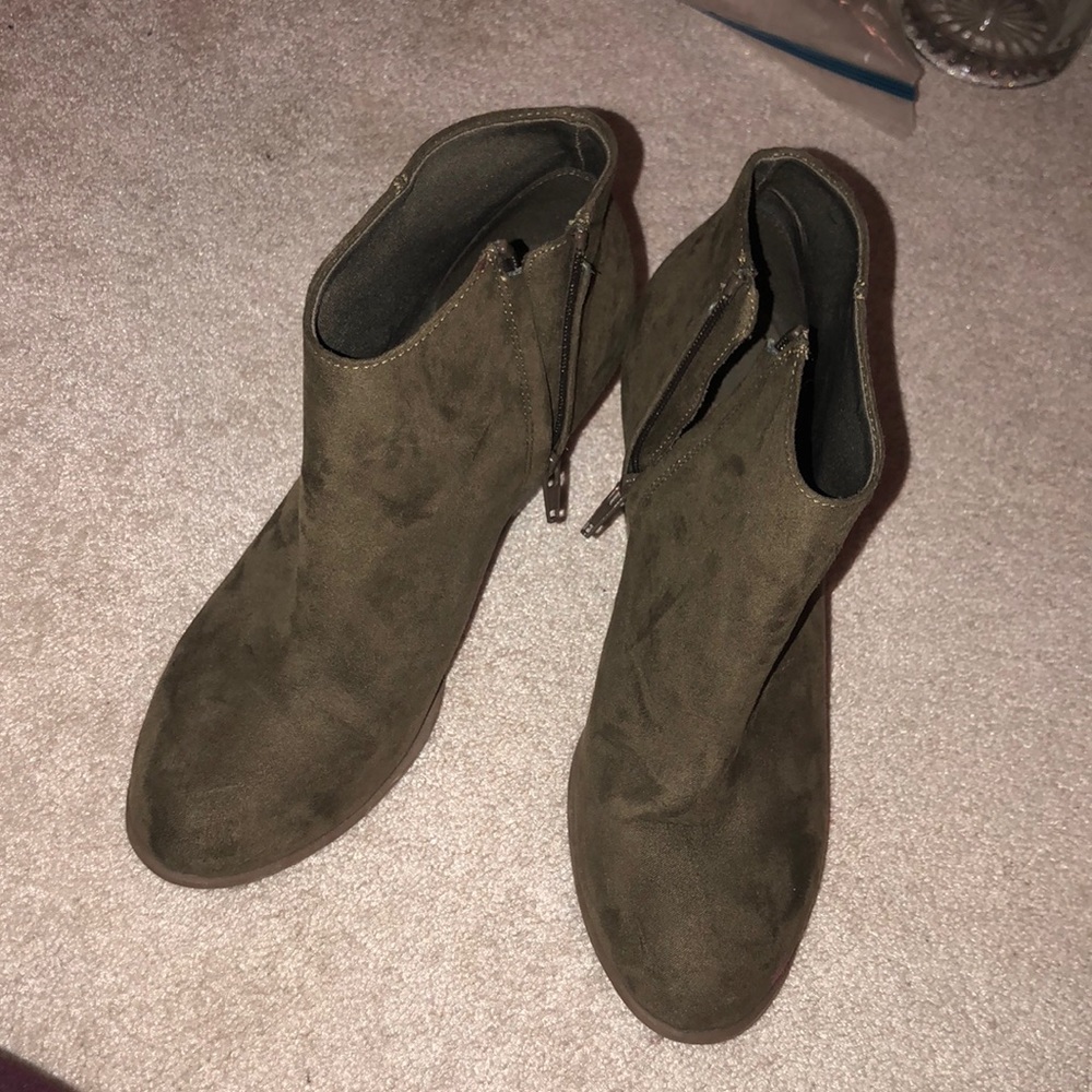olive green heeled boots